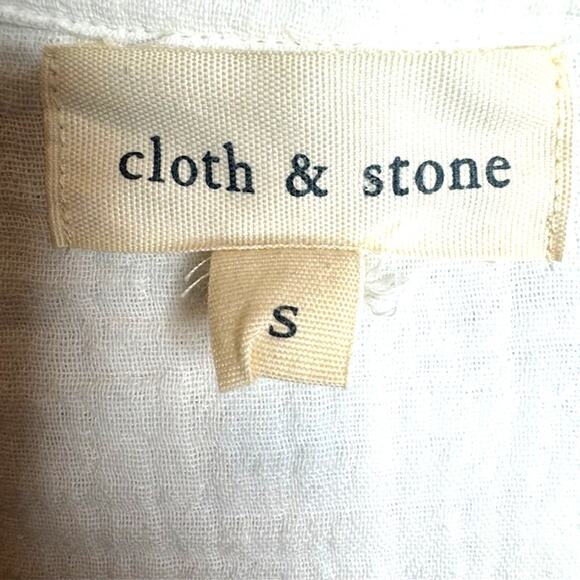 Cloth & Stone Womens Essential White Frayed Gauze Shirt Sz Small - Picture 2 of 14
